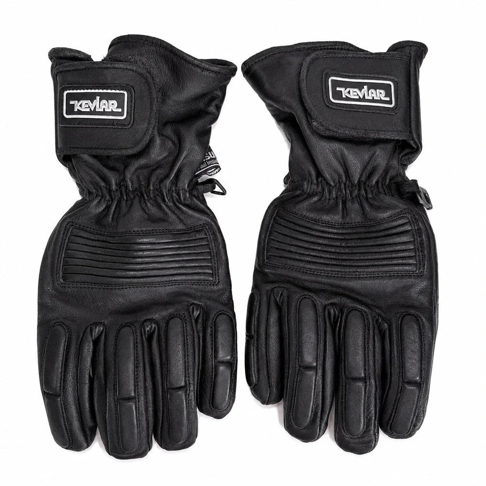 Kevlar Medium Motorcycle Gloves Leather Padded 3M Thinsulate Biker Black